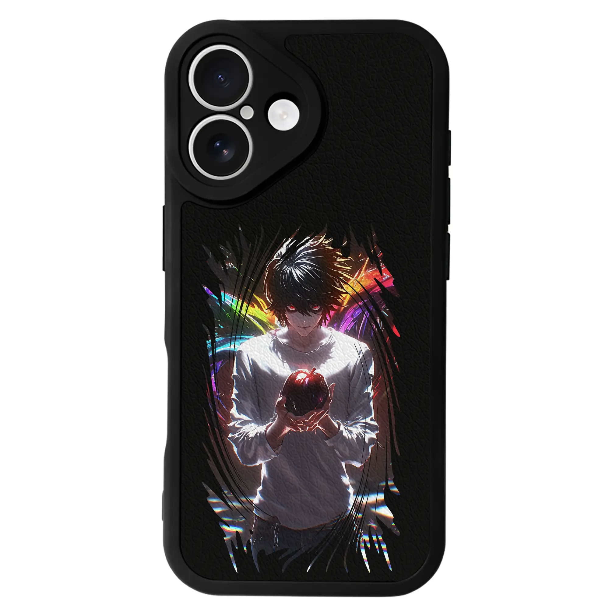 デスノート グッズ,L - IPhone 16シリーズ対応 ・ シリコンスマホケース ・ レザー調 ・ 高精度フィット ・ 耐衝撃 ・ ワイヤレス充電対応 ・ 精密カット